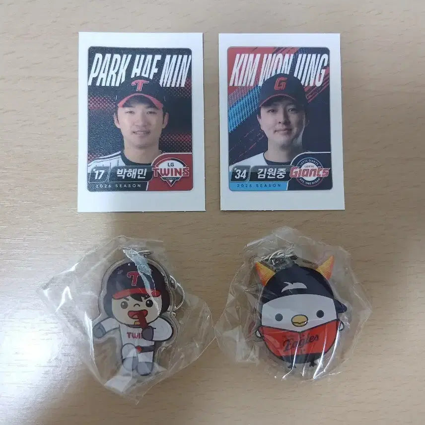 [BUNJANG] LOTTE Wellfood Ttibusil Stickers and Keyrings Bundle Set / 롯데웰푸드 띠부씰 2장, 키링 2개 일괄