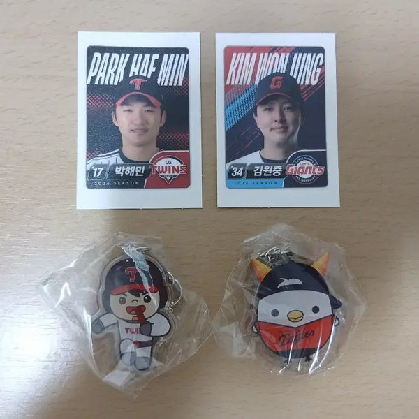 [BUNJANG] LOTTE Wellfood Ttibusil Stickers and Keyrings Bundle Set / 롯데웰푸드 띠부씰 2장, 키링 2개 일괄