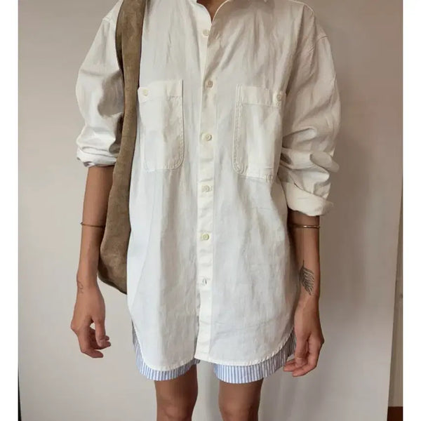 [BUNJANG] PLEASE KEEP BEING YOURSELF (PKBY) Twill Shirt White / please keep being yourself (pkby) 트윌 셔츠 화이트
