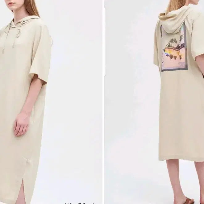 [BUNJANG] TIME Back Printing Hooded Dress / 한섬 타임 백프린팅 후드원피스