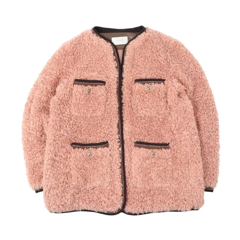 [BUNJANG] TIME 20FW Pink Fleece Jacket / 타임 20FW 핑크 뽀글이 플리스 자켓