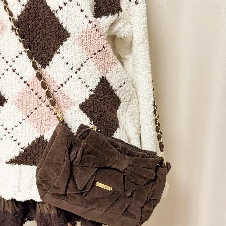 [BUNJANG] Liz Lisa Brown Ribbon Crossbody Bag / 리즈리사 브라운 리본 가방 크로스백 라떼 히메 갸루 러블리 로걀 히메카지 빈티지