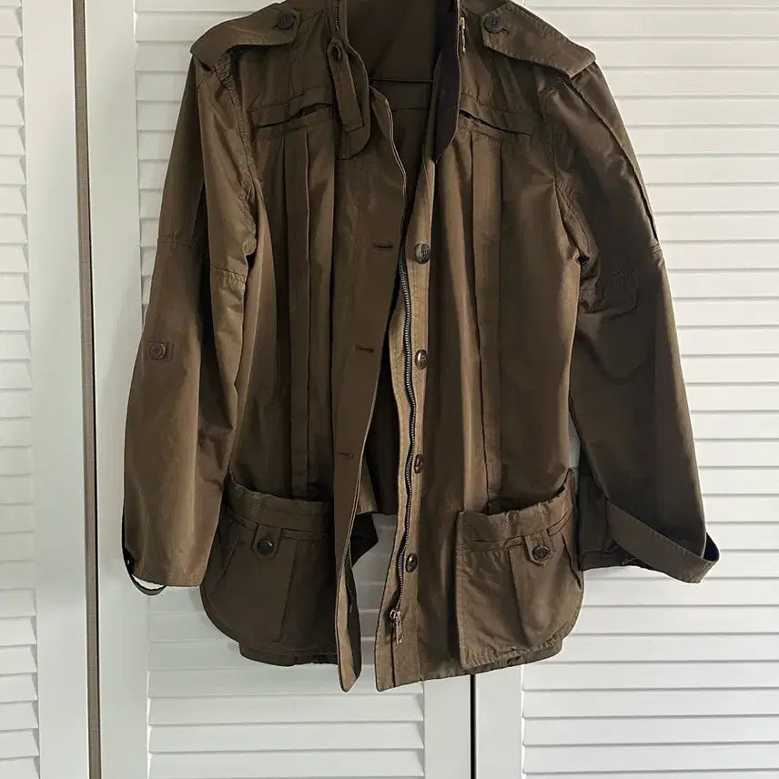 [BUNJANG] System Women's Brown Pointed Shoulder Windbreaker Jacket / 시스템 정품 system 가을 바람막이 자켓 점퍼
