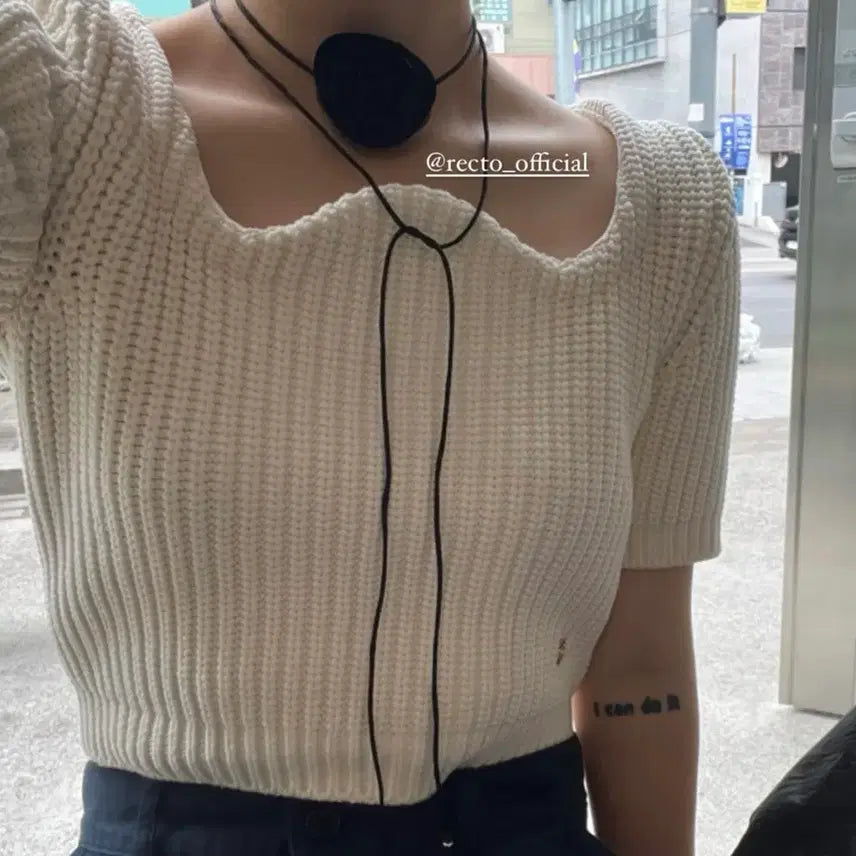 [BUNJANG] RECTO Scoop Neck Knit Ivory / 렉토 스쿱 넥 니트 아이보리