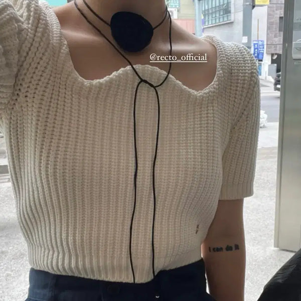 [BUNJANG] RECTO Scoop Neck Knit Ivory / 렉토 스쿱 넥 니트 아이보리
