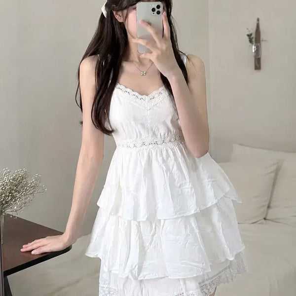 [BUNJANG] Pienu X Leyre Lace Tiered Mini Dress / 피뉴X레예 레이스 캉캉 미니 원피스