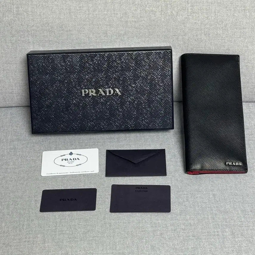 [BUNJANG] Prada Saffiano Long Wallet Black/Red / 프라다 명품지갑 사피아노장지갑 블랙+레드(정품)