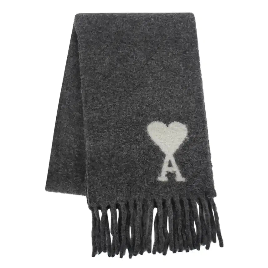 [BUNJANG] AMI Wool Scarf Dark Grey / 아미 ami 울 머플러 다크 그레이