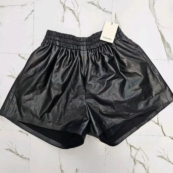 [BUNJANG] ELBORN Leather Short Pants Black / 엘보른 레더 숏팬츠 블랙