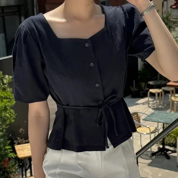 [BUNJANG] Benito Ranne Slow and Steady Heart Neck Strap Blouse / 케이클럽하트넥스트랩블라우스/베니토렌느슬로우앤드니썸히니크리얼코코