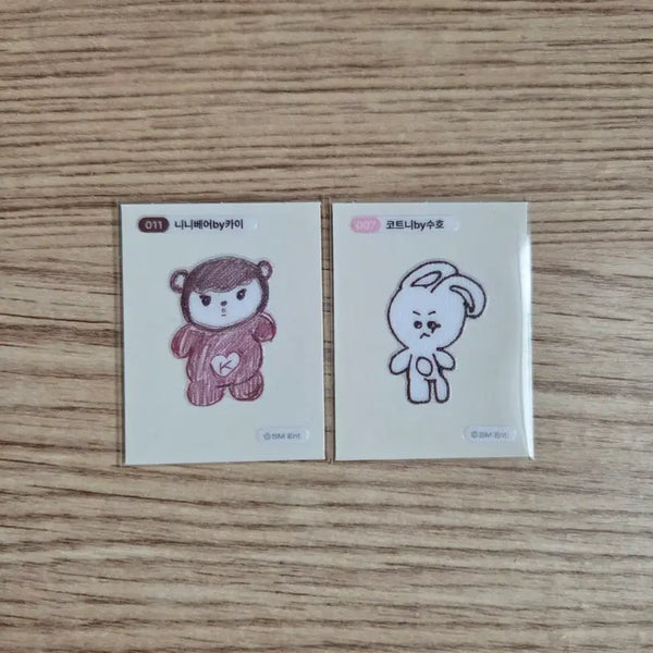 [BUNJANG] EXO Suho Kai Nini Bear & Courtney Dibbo Seal Bundle Set / (2장) 엑소 뭉치즈 수호 카이 코트니 니니베어 띠부실
