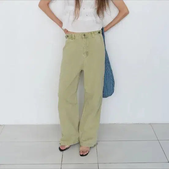 [BUNJANG] Poeto Adjustable Muted Pants Olive M / 포에토 adjust muted pants olive 팬츠 M
