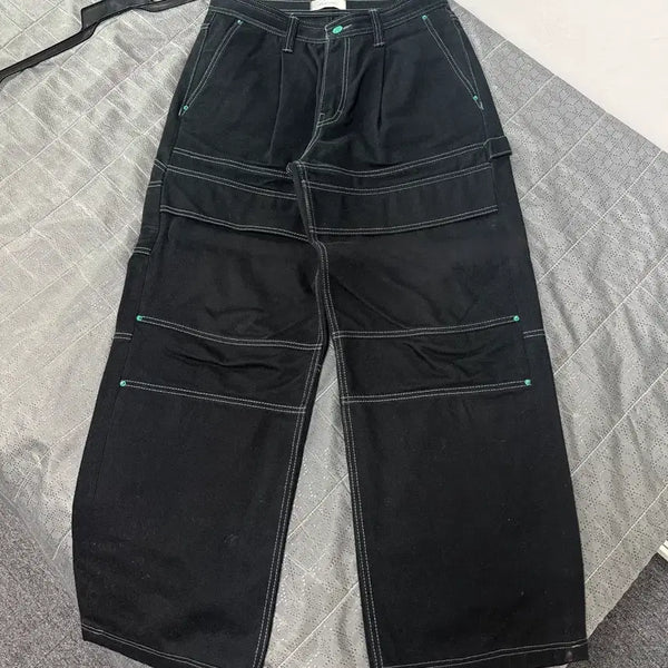 [BUNJANG] Maisonmined Wide Stitch Black Pants Size 48 / [메종미네드] 와이드 스티치 블랙 팬츠 48사이즈