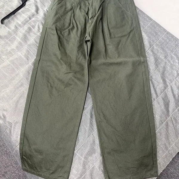 [BUNJANG] Custom A Clock Khaki Cotton Wide Pants / [커스텀어클락] 카키색 와이드 코튼 팬츠