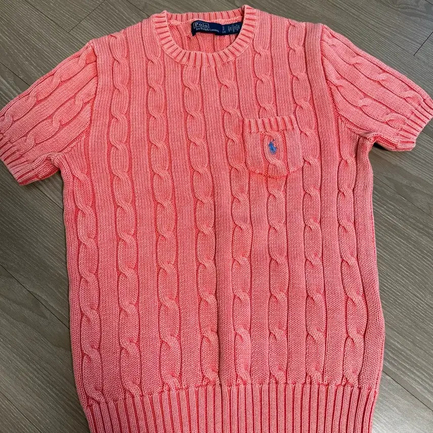 [BUNJANG] Polo Ralph Lauren Short Sleeve Cable Knit Pink S / 폴로 랄프로렌 반팔 케이블 니트 핑크 s
