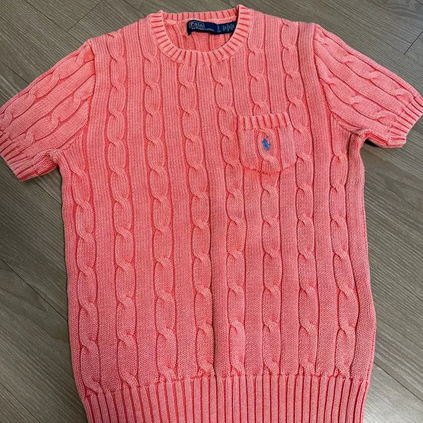 [BUNJANG] Polo Ralph Lauren Short Sleeve Cable Knit Pink S / 폴로 랄프로렌 반팔 케이블 니트 핑크 s