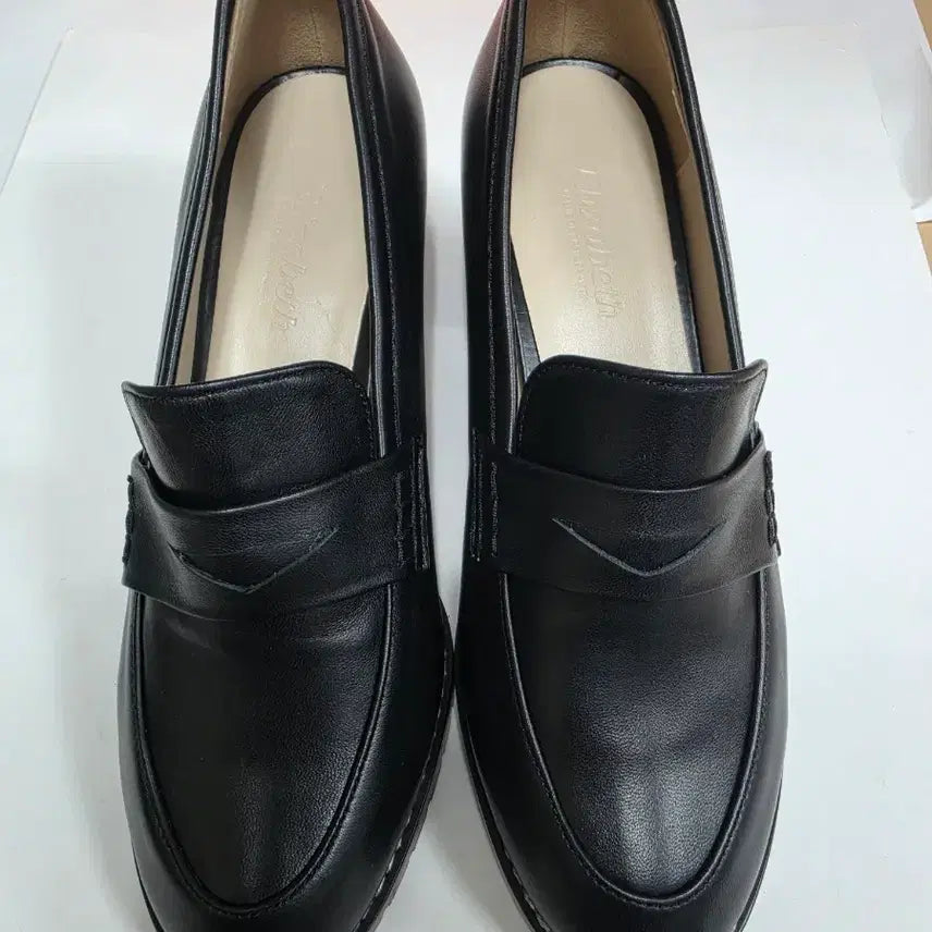[BUNJANG] Elisabeth Lambskin Loafer Heels - Black / 로퍼 힐 블랙