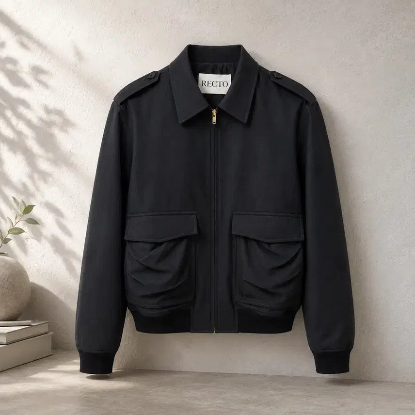 [BUNJANG] RECTO 25FW Vintage Cassotto Pressed Crease Jumper Jacket Black / 25FW 렉토 빈티지 카소토 프레스드 크리즈 점퍼 자켓 블랙