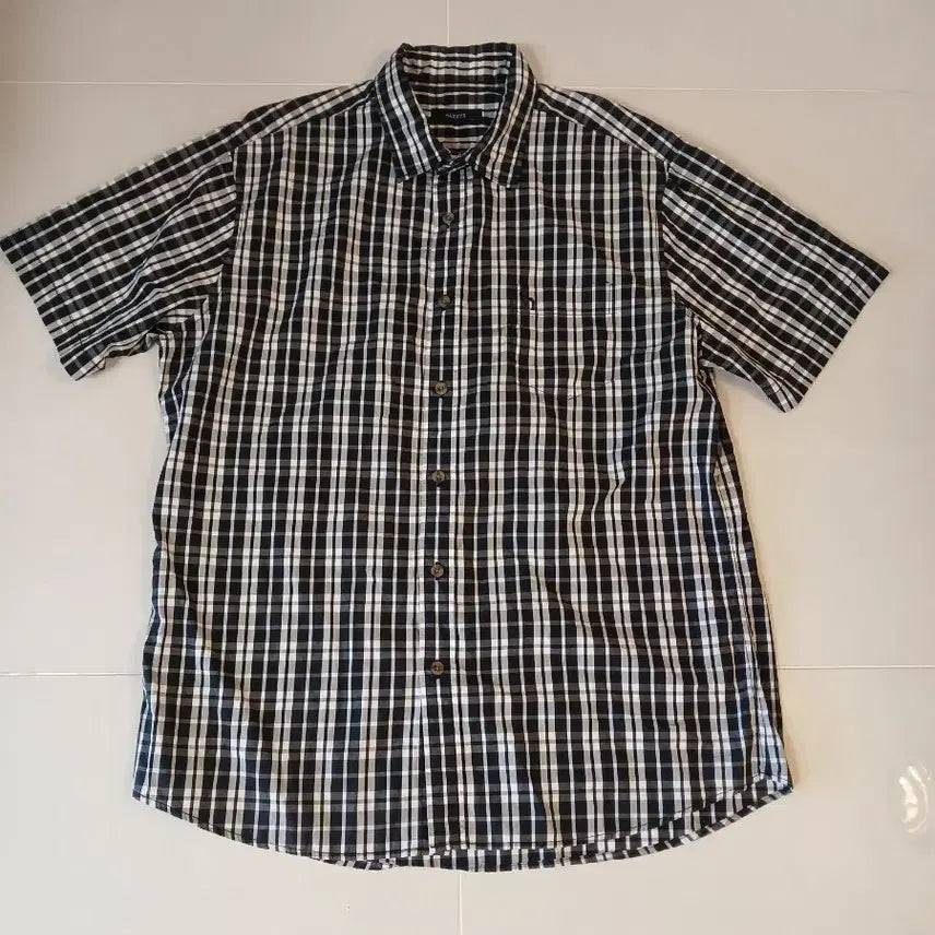[BUNJANG] Hazzys Men's Check Short Sleeve Shirt Size 110 / 헤지스 남성 체크셔츠 110
