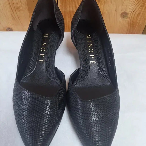 [BUNJANG] MISOFE Black Snakeskin Pattern Heels (240) / 미소페 블랙 뱀피 패턴 힐 240