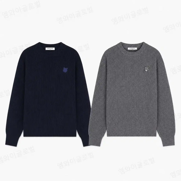 [BUNJANG] Maison Kitsuné Wool Knit Navy Grey / 정품/무료배송) 메종키츠네 울니트 , 네이비 그레이