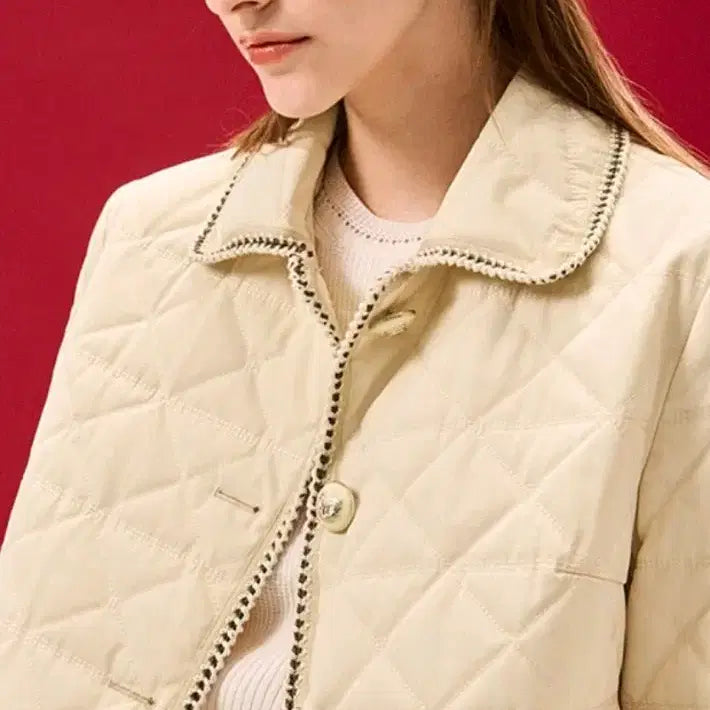 [BUNJANG] Time Ivory Lightweight Down Jacket One Size New / 한섬 타임 아이보리 경량패딩 프리사이즈 새상품