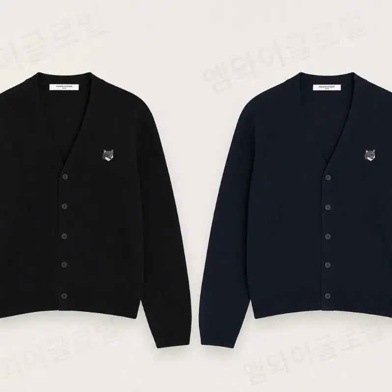 [BUNJANG] Maison Kitsuné Cardigan Navy Grey / 정품/무료배송) 메종키츠네 가디건 , 블랙 네이비