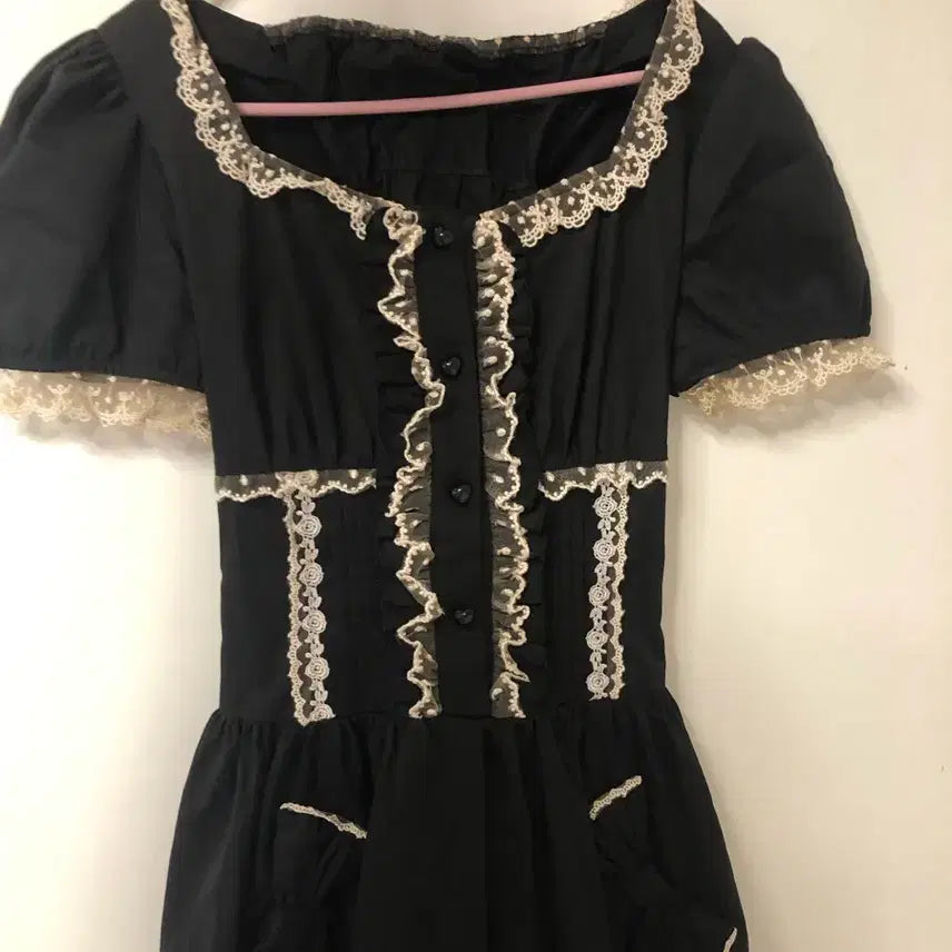 [BUNJANG] Chouchou Cherry Black Lolita Dress / 슈슈체리 블랙 로리타 드레스 엔젤릭 베이비더스타샤인
