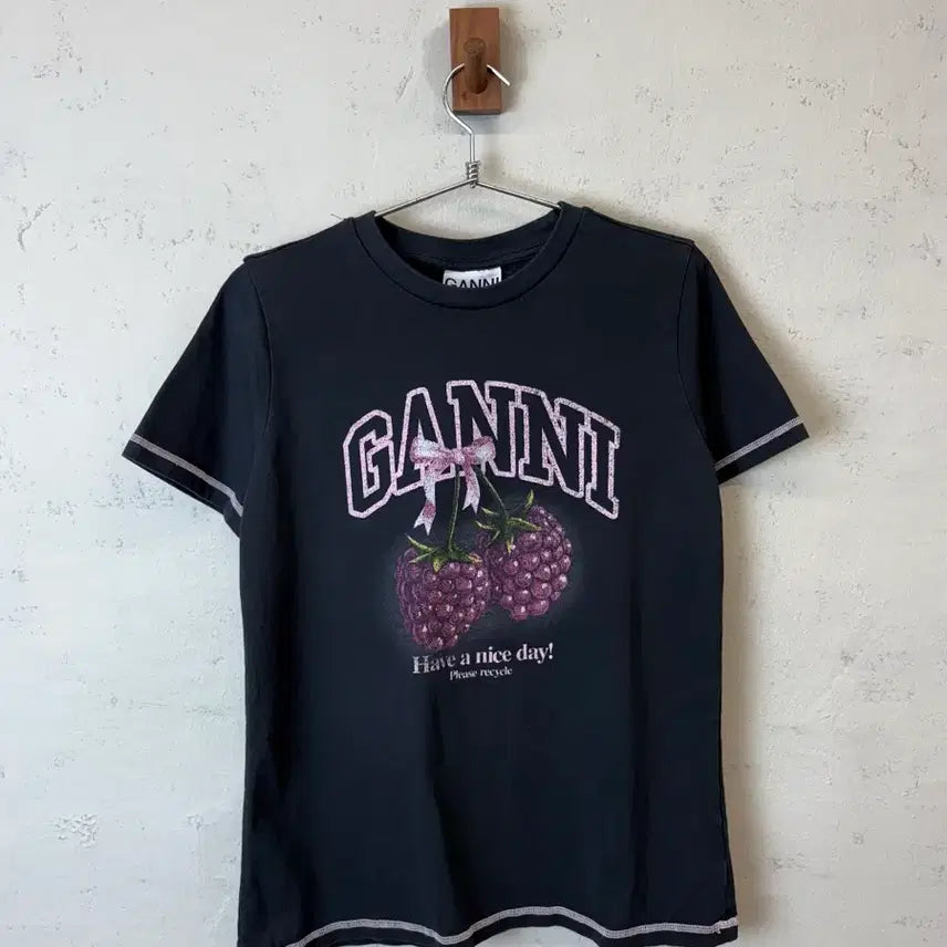 [BUNJANG] GANNI Raspberry Short Sleeve T-Shirt - Size S / [S] 가니 라즈베리 반팔티