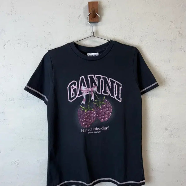 [BUNJANG] GANNI Raspberry Short Sleeve T-Shirt - Size S / [S] 가니 라즈베리 반팔티