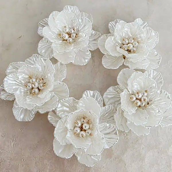 [BUNJANG] Cream Petal Hairpin Ornaments (Set of 5) / 배씨장식 크림꽃잎 5개 일괄