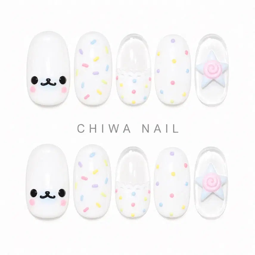 [BUNJANG] Custom Handmade Mamegoma Sprinkle Nail Tips / 주문제작 마메고마 스프링클 수제 네일팁