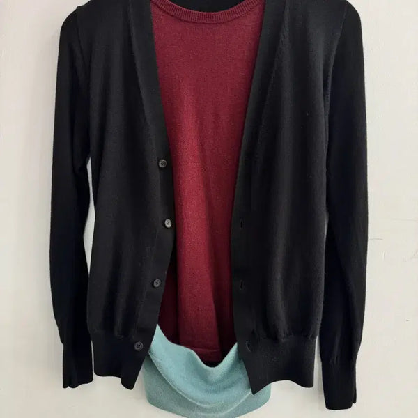[BUNJANG] TOGA Layered Mix Knit Cardigan / 토가 레이어드 믹스 니트 가디건