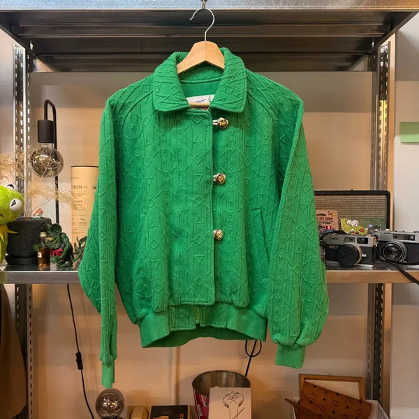 [BUNJANG] Courrèges 80s-90s Geometric Pattern Cotton Bomber Jacket / 80 ~ 90S 꾸레쥬 기하학 패턴 코튼 봄버