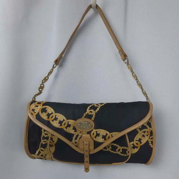 [BUNJANG] Vintage Chain Print Canvas Shoulder Bag / 빈티지 체인 프린트 캔버스 숄더백