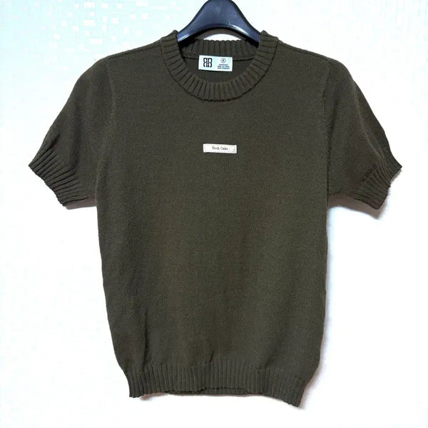 [BUNJANG] LAKCAKE Women's Knit Short Sleeve T-Shirt Khaki / [S,90]락케이크 여성 니트 반팔티 카키