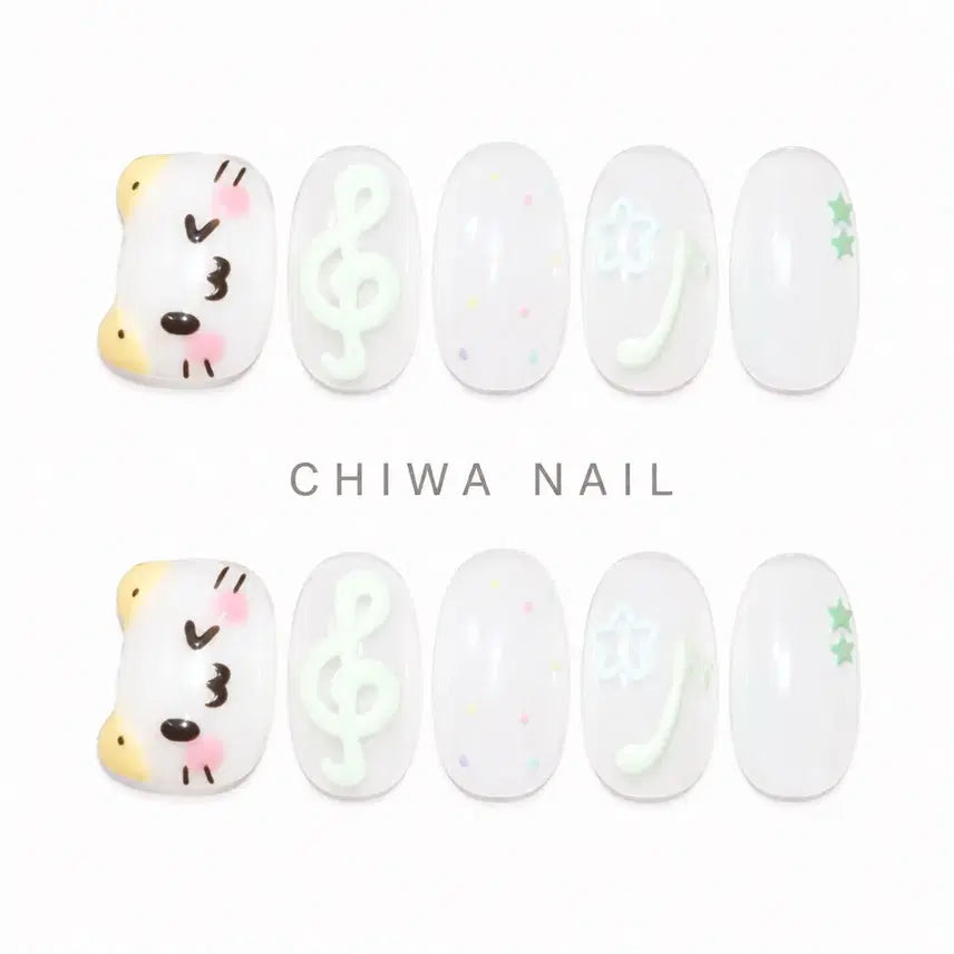 [BUNJANG] Custom Marshmallow Music Note Handmade Nail Tips / 주문제작 마슈마로 음표 수제 네일팁