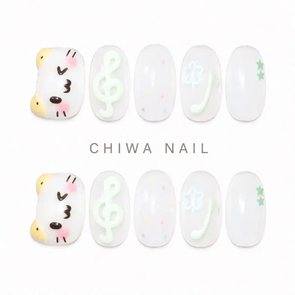 [BUNJANG] Custom Marshmallow Music Note Handmade Nail Tips / 주문제작 마슈마로 음표 수제 네일팁