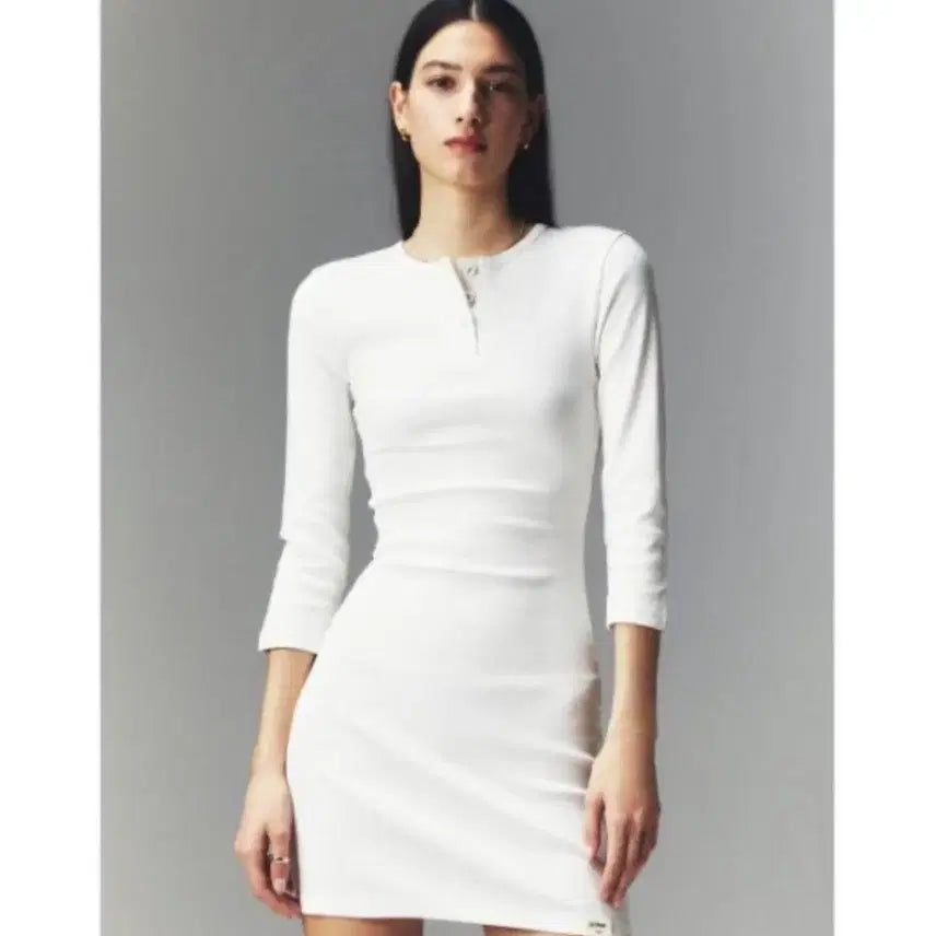 [BUNJANG] GLOWNY 3/4 Button Fly Mini Dress / 글로니 GLOWNY 3/4 BUTTON FLY MINI DRESS