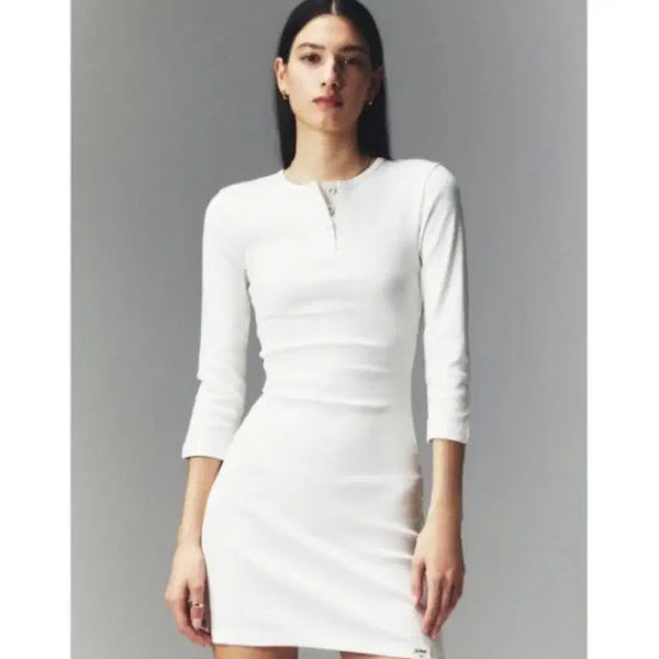 [BUNJANG] GLOWNY 3/4 Button Fly Mini Dress / 글로니 GLOWNY 3/4 BUTTON FLY MINI DRESS