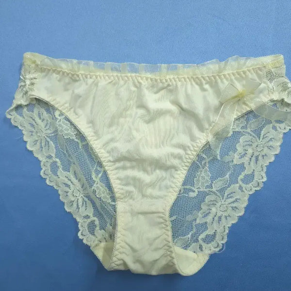 [BUNJANG] Lace Trimmed Panties - Ivory / 레이스 장식 팬티 아이보리