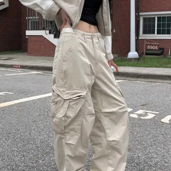 [BUNJANG] OOTJ Pocket Cargo Jogger Pants Beige / OOTJ 포켓 카고 팬츠 조거 팬츠
