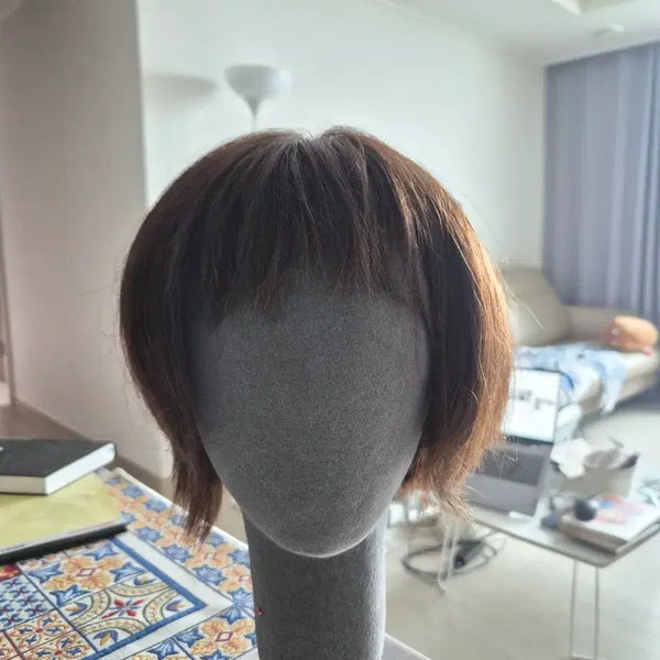 [BUNJANG] Human Hair Short Cut Red-Brown Wig / 인모 숏컷 레드브라운 여성 가발