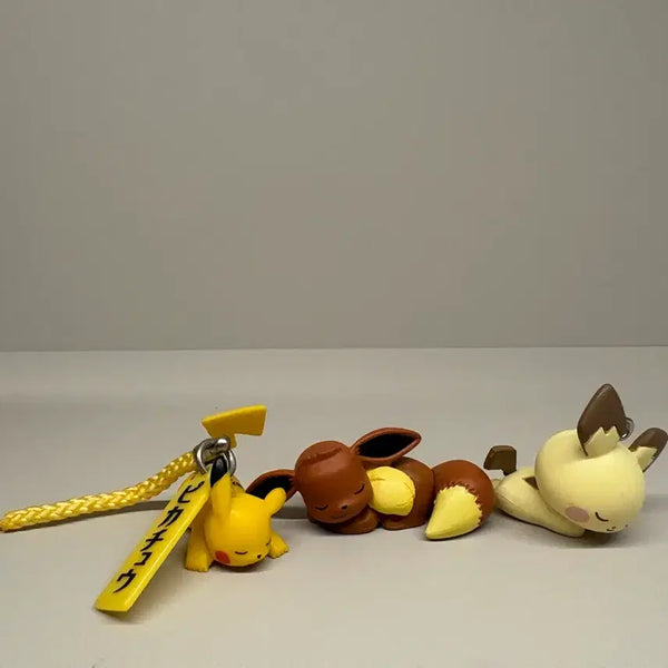 [BUNJANG] Pokemon Sleeping Pikachu & Eevee Keyring Figures Bundle Set / 포켓몬스터 잠자는 피카츄, 이브이 키링 피규어 일괄