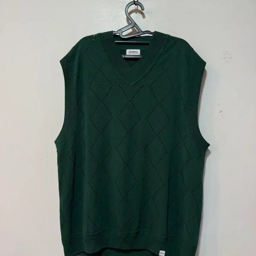 [BUNJANG] Covernat Green Argyle Knit Vest L / 커버낫 그린 아가일 니트 조끼 L