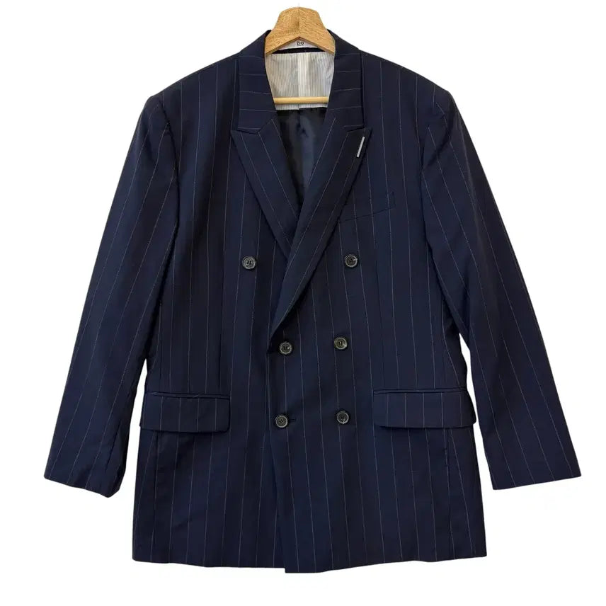 [BUNJANG] Ziozia Slim Fit Double Button Stripe Blazer Navy 105 / 지오송지오 슬림 핏 더블 버튼 스트라이프 블레이저 네이비 105 정품