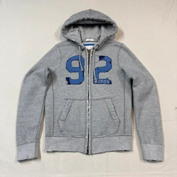 [BUNJANG] Abercrombie Patch Logo Thermal Hoodie Zip-up Grey / S) 아베크롬비 패치로고 써멀 후드집업 그레이