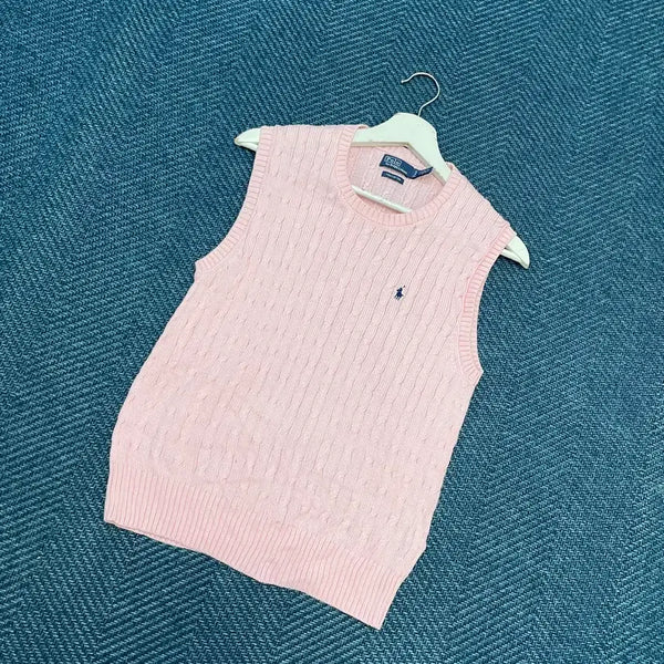 [BUNJANG] Polo Strawberry Milk Knit Vest Women's S / [여성S] 폴로 딸기 우유 니트 조끼 베스트 만원샵