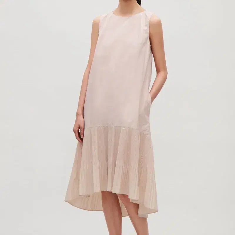 [BUNJANG] COS Pleated Midi Dress Beige / COS 플리츠 드레스 베이지