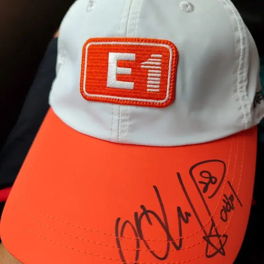 [BUNJANG] Pro-Specs Lee Bo-mi Signed E1 Logo Ball Cap (Orange/White) / E1 로고 볼캡 오렌지/화이트 사인 이보미 골프 기념품 비해 레어 프로스펙스